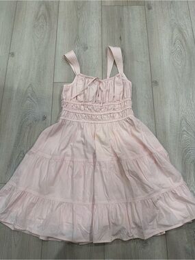 Sunday Best Light Pink Tiered Strap Sundress with small stain